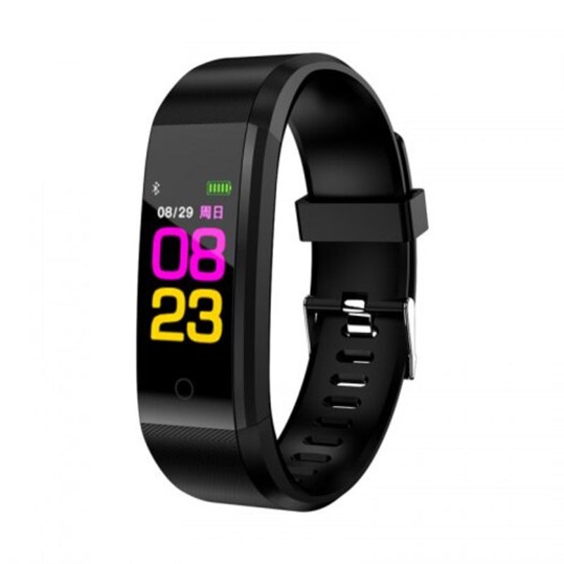 115Plus Color Screen Intelligent Sports Pedometer Waterproof Heart Rate Electronic Bracelet Black