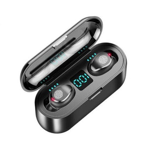 5.0 Wireless Bluetooth Headset Led2000mah Digital Display With Microphone Black