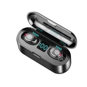 5.0 Wireless Bluetooth Headset Led2000mah Digital Display With Microphone Black