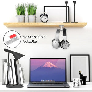 Bee Dual Headphone Holder Aluminum Headset Hanger Universal Charging Cable Winder Silver