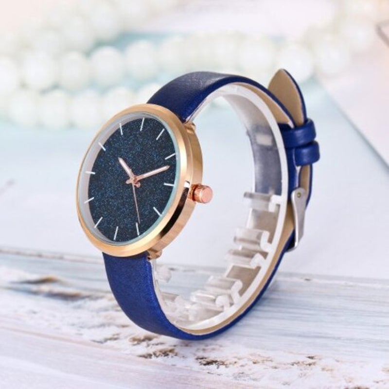 Veile Studios Fashion Lady Sky Stars Leisure Creative Dial Student Quartz Watch Blue