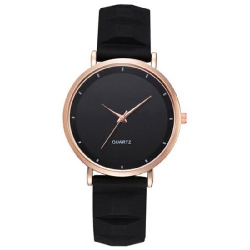 Veile Studios Fashion Pinkycolor Lady Minimalism Silica Gel Quartz Watch Black