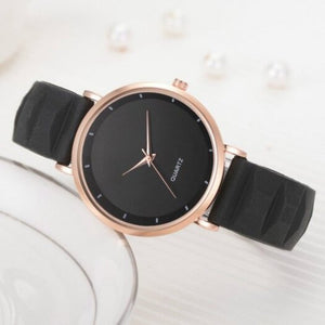 Veile Studios Fashion Pinkycolor Lady Minimalism Silica Gel Quartz Watch Black