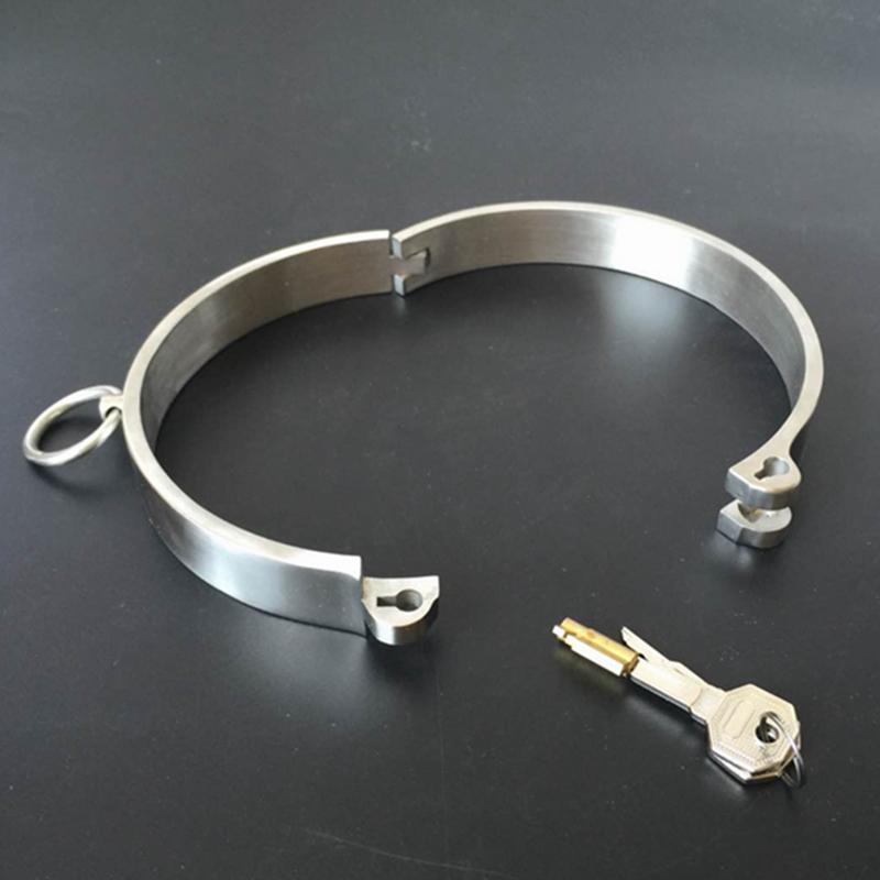 Bdsm Locking Stainless Steel Slave Collar Bondage Fetish Restraints