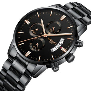 Men's Watches Luxury Fashion Casual Dress Chronograph Quartz Wristwatch Carbon Fiber Black