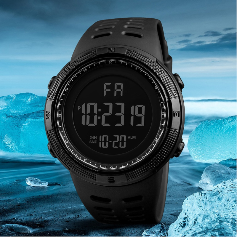 Night Light Sports Electronic Watch Multifunctional Waterproof Black