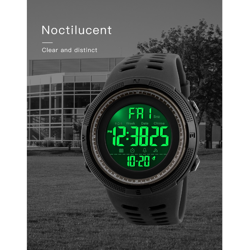 Night Light Sports Electronic Watch Multifunctional Waterproof Black