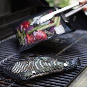 Non Stick Mesh Grilling Bag Outdoor Camping Bbq Bake Net Black