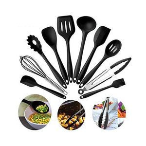 10Pcs Black Silicone Kitchen Utensils Set Bakeware Accessories