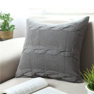 Nordico Handmade Soft Cozy Knit Button Cushion Cover Grey