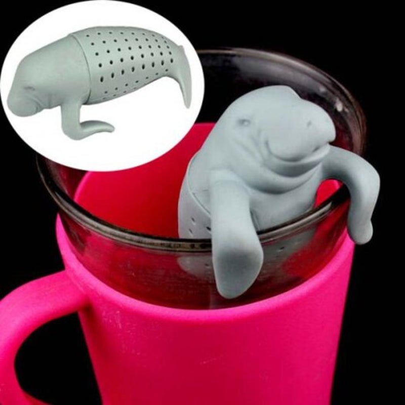 Novel Teabags Seal Style Silicone Strainer Filter Home Office Gadget Gray