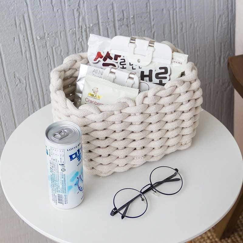 Woven Rope Basket Home Storage Solutions Decor