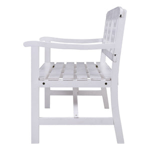 Gardeon Wooden Garden Bench 3 Seat Patio Furniture Timber Outdoor Lounge Chair White