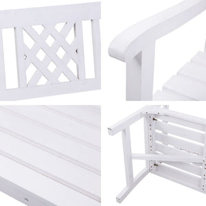 Gardeon Wooden Garden Bench 3 Seat Patio Furniture Timber Outdoor Lounge Chair White