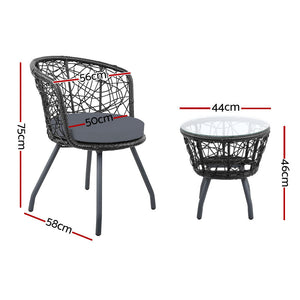 Gardeon Outdoor Patio Chair And Table - Black