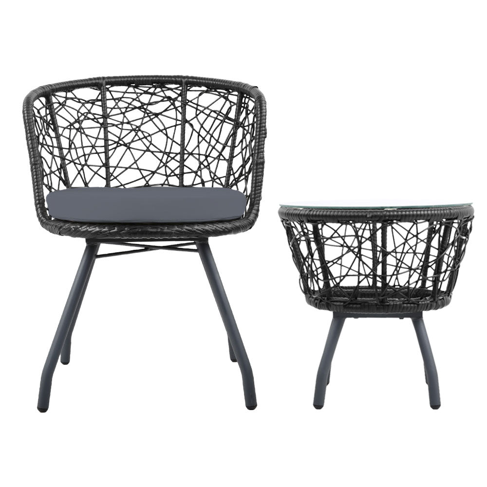 Gardeon Outdoor Patio Chair And Table - Black