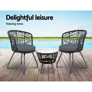 Gardeon Outdoor Patio Chair And Table - Black