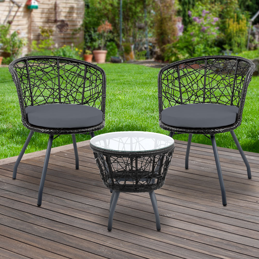 Gardeon Outdoor Patio Chair And Table - Black