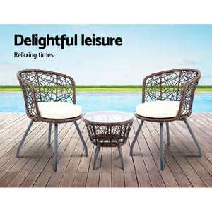 Gardeon Outdoor Patio Chair And Table - Brown