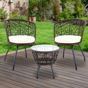 Gardeon Outdoor Patio Chair And Table - Brown