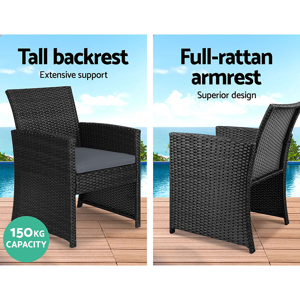 Gardeon Set Of 4 Outdoor Lounge Setting Rattan Patio Wicker Dining Black