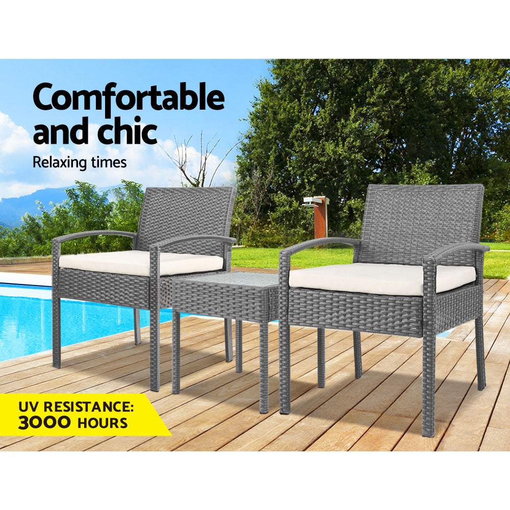 Gardeon 3-Piece Outdoor Set Grey