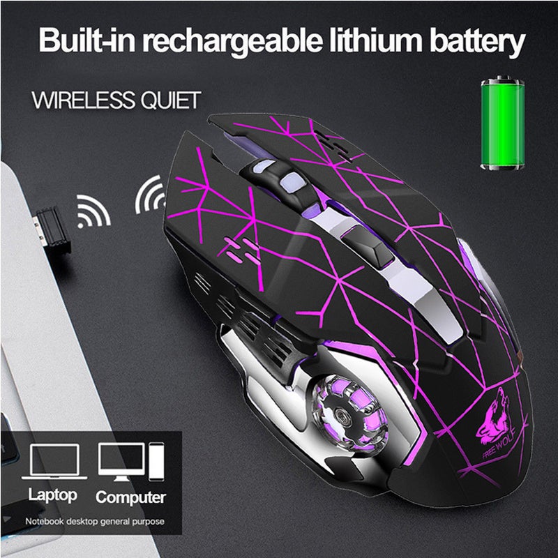 Omeshin Rechargeable X8 Wireless Silent Led Backlit Usb Mouse Computer Bluetooth Mause 2.4Ghz For Laptop Pc