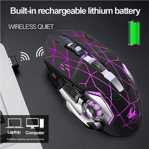 Omeshin Rechargeable X8 Wireless Silent Led Backlit Usb Mouse Computer Bluetooth Mause 2.4Ghz For Laptop Pc