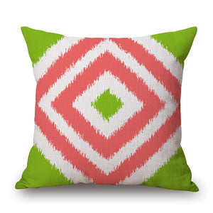 Orange Red White Green Cotton Linen Pillow Cover