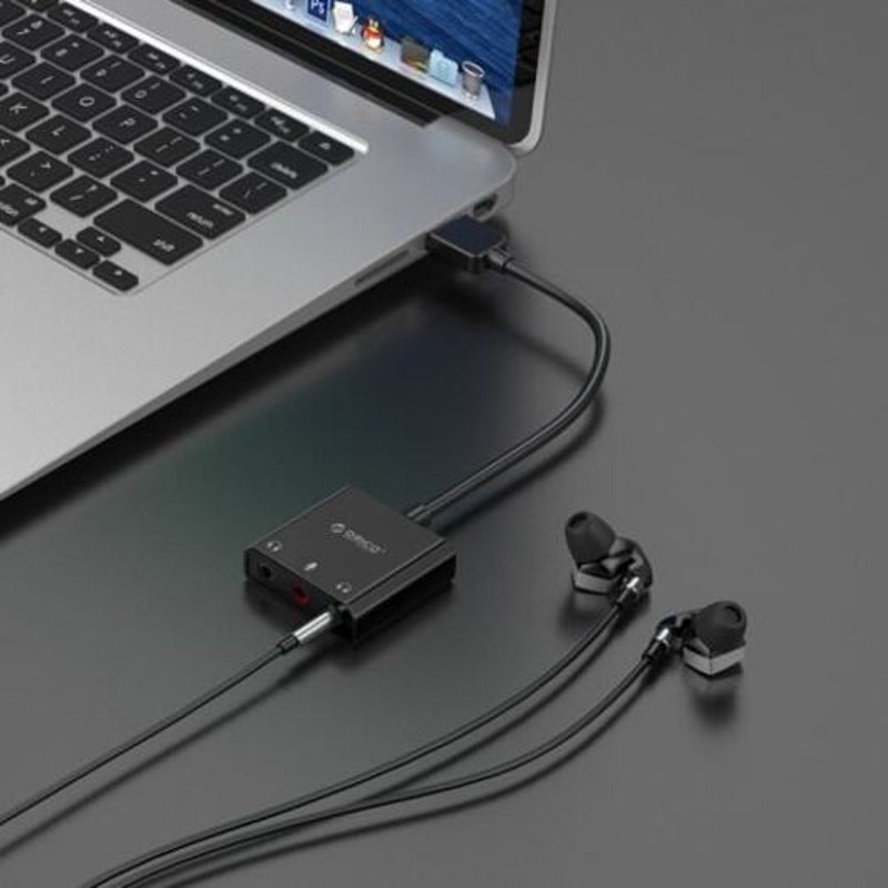 Skt3 Usb External Sound Card For Tablet / Laptop Desktop Audio Black