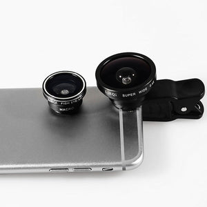 Original 3 In 1 Super Wide Angle 0.4X Fish Eye 180 Degree Macro 10X Photo Lens For Iphone 6S Plus Samsung S7 S6 Edge Mob