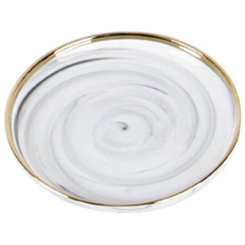 Originality Golden Edge Marbling Ceramics Dinner Plate Household Tray Silk White