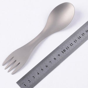 Outdoor Camping Tableware Titanium Fork Spoon Platinum