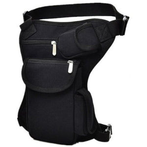 Outdoor Canvas Drop Waist Leg Bags Pack Motorcycle Riding Hiking Black