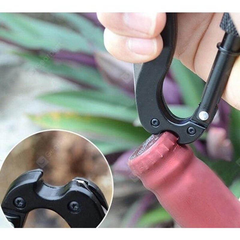 Outdoor Multifunction Carabiner Quick Hang Buckle With Knife Screwdriver Bottle Opener