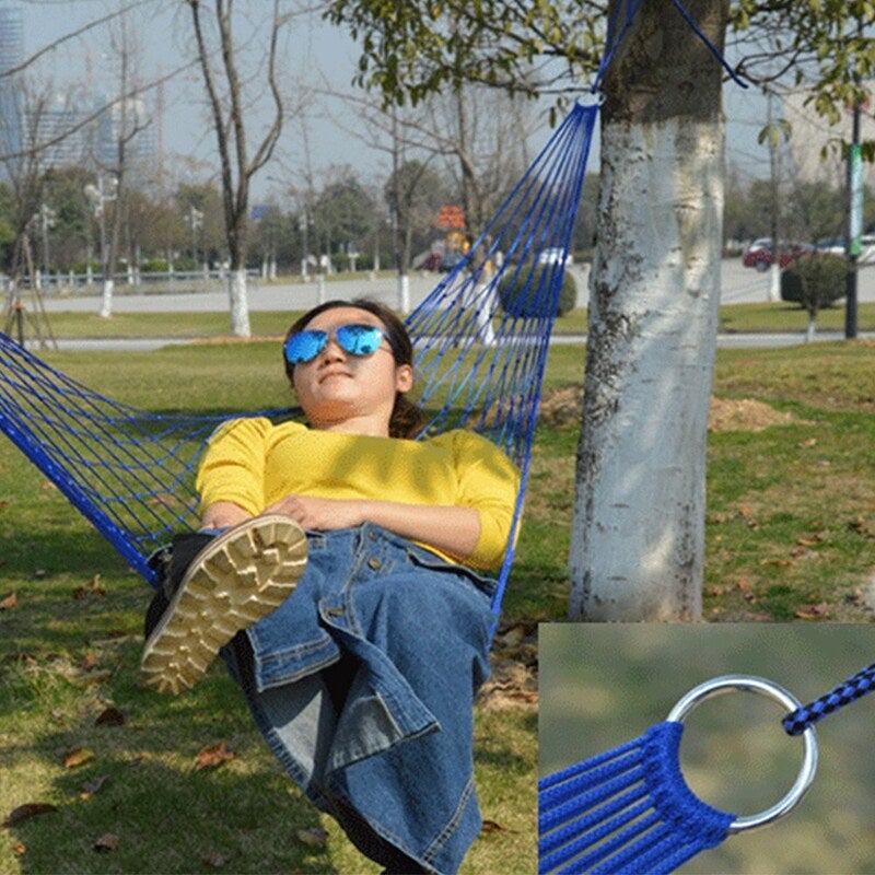 Outdoor Sport Hammock Net Mesh Bed Nylon Portable Camping With Hooks Garden Yard