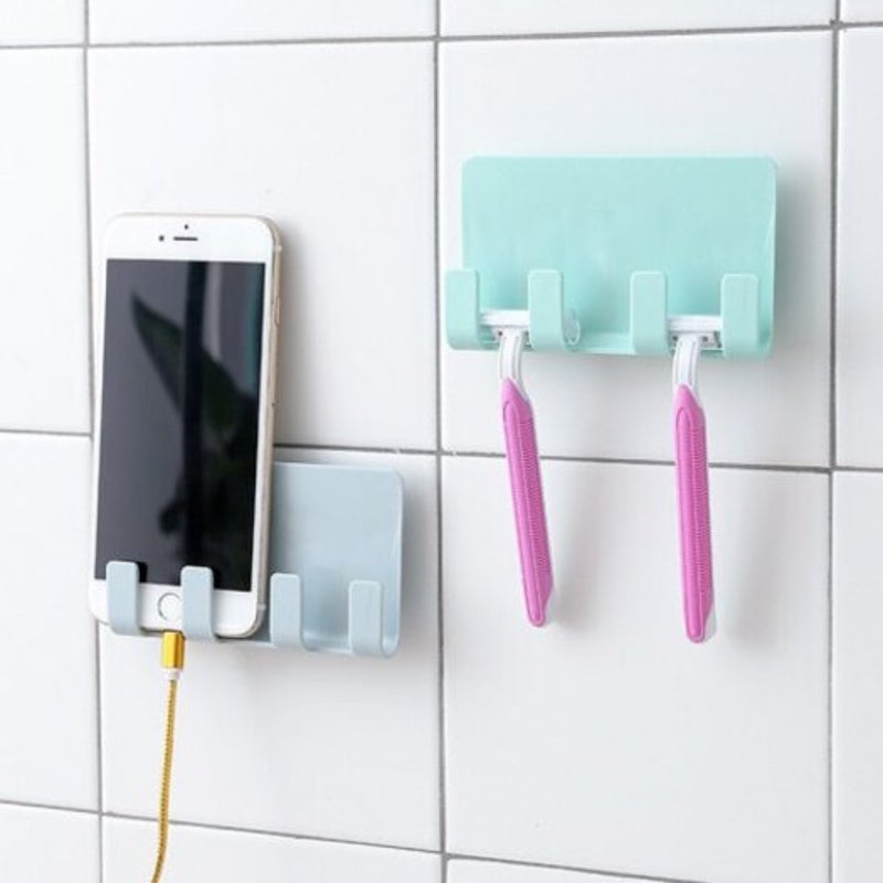 Paste Type Non Perforated Mobile Phone Charging Stand Bathroom Rack Robin Egg Blue 11.97Cm