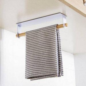 Paste Wall Hanging Bar Free Punching Wrought Iron Towel Rack Black