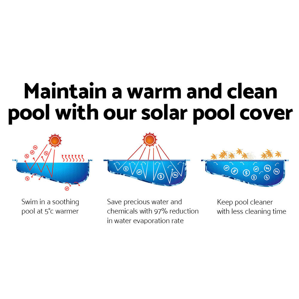 Aquabuddy Pool Cover 500 Micron 8X4.2M Swimming Solar Blanket Blue