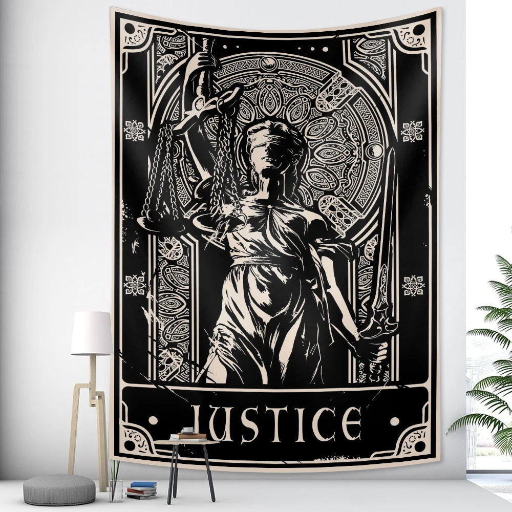 Tapestry Black Justice Statue 150X150 Cm Bohemian Decoration Home