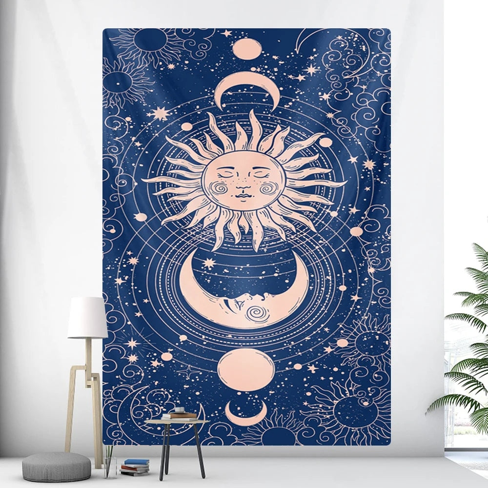 Tapestry Blue Galaxy 230X150 Cm Tarot Card Psychedelic Scene Art Decoration