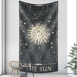 Tapestry Gray Sun 95X70 Cm Tarot Card Psychedelic Scene Art Bohemian Decoration