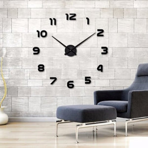 Personalized Big Wall Clock Acrylic Mirror Modern Home Decoration Black