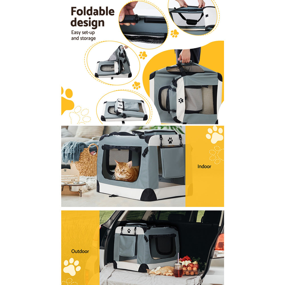 I.Pet Carrier Large Soft Crate Dog Cat Travel Portable Cage Kennel Foldable