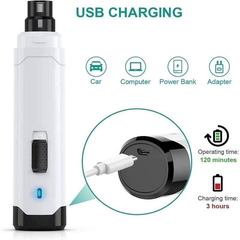 Pet Shearing Clipping Nail Grinder For Dogs Low Noise Fast Grinding Quick Usb Charging Long Working Time Convenient And