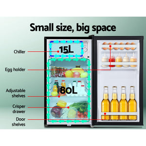 Glacio 95L Portable Fridge Bar Freezer Cooler Upright 12V/24V/240V Caravan 4Wd Camping Black