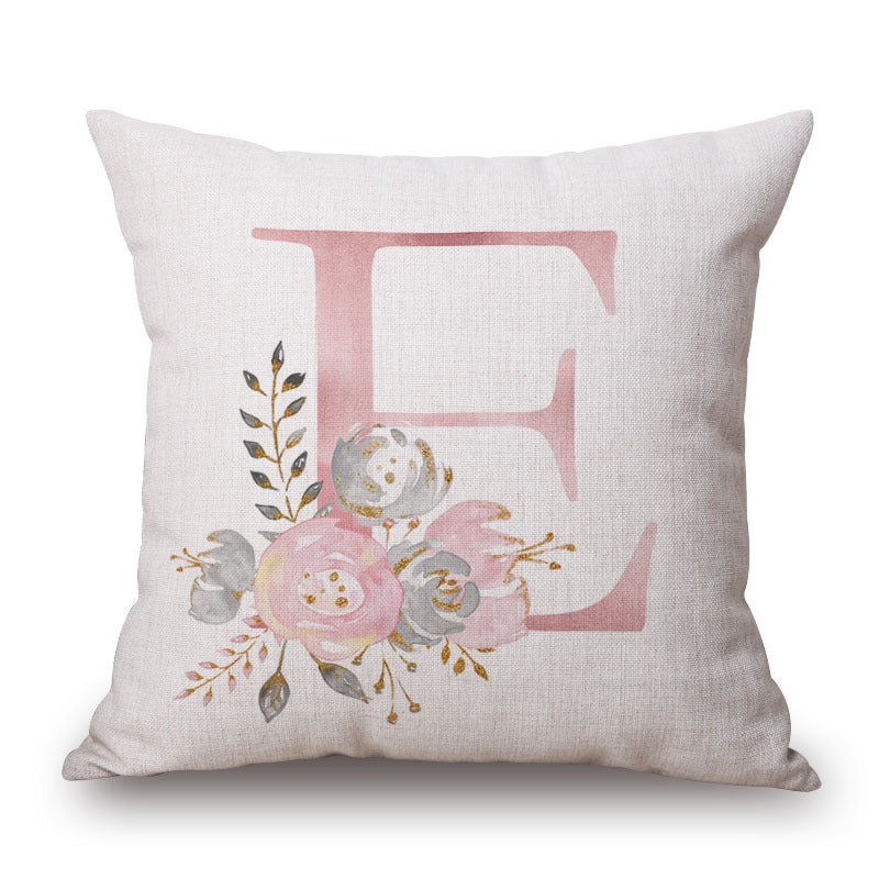 Pink Letter Flowers Pretty Cushion Cover