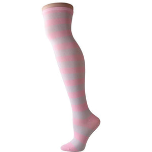 Pink Striped Thigh Highs