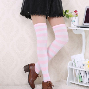 Pink Striped Thigh Highs