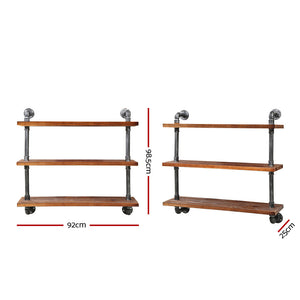 Artiss Display Wall Shelves Industrial Diy Pipe Shelf Brackets Rustic Bookshelf